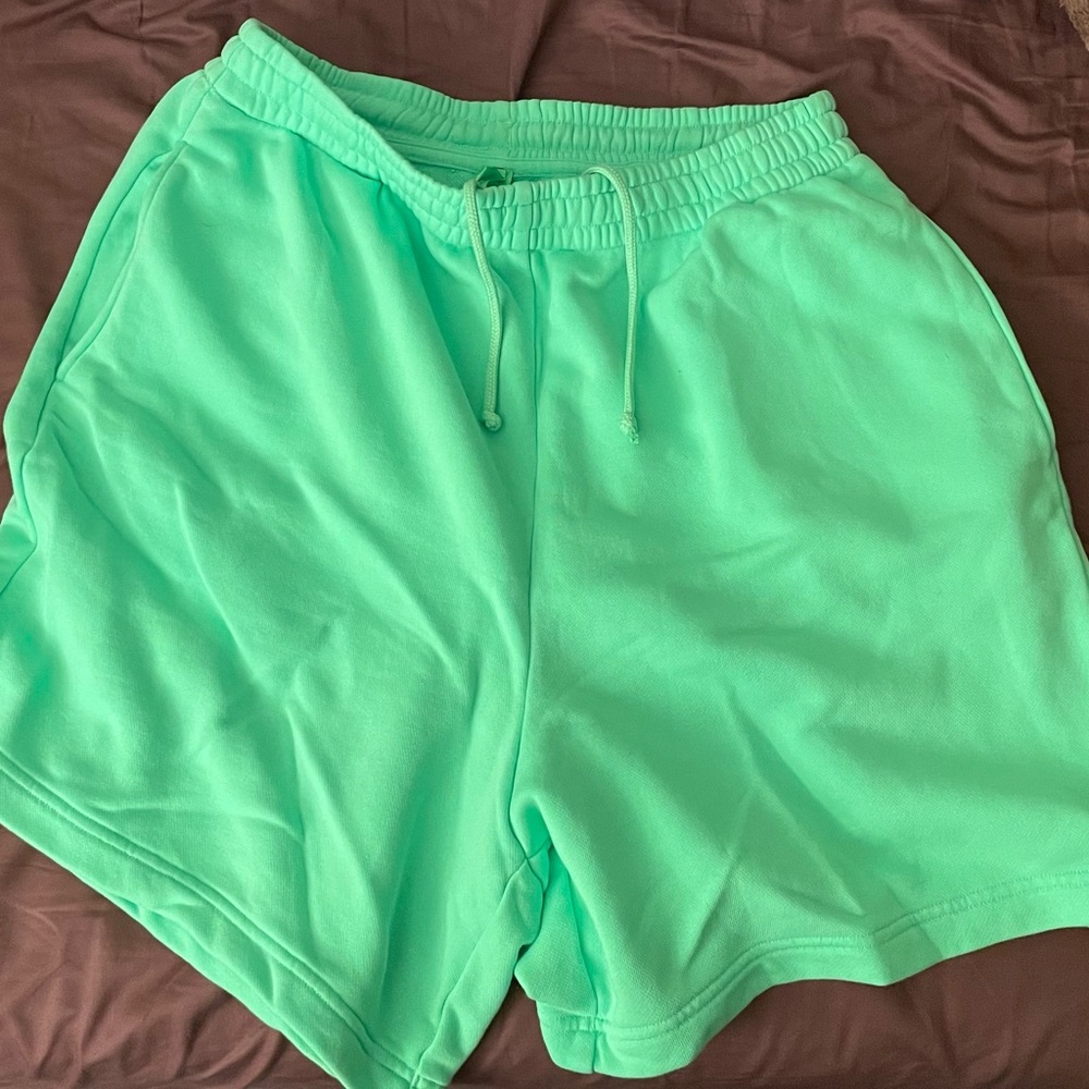 Skims Neon Green Light French Terry Lounge Short